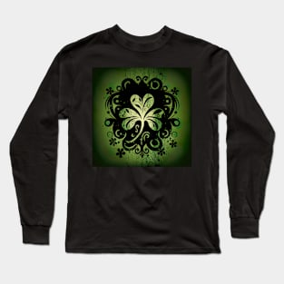 Saint Patrick's day shamrock leaf - glow in the dark filigree pattern Long Sleeve T-Shirt